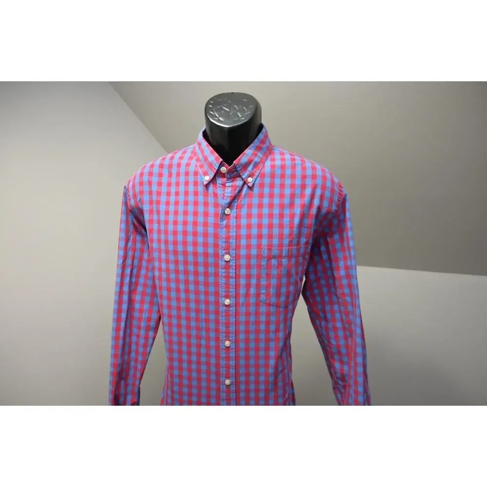 J Crew Casual Plaid Dress Shirt Button Up Front Pocket Long Sleeve Mens Sz Large